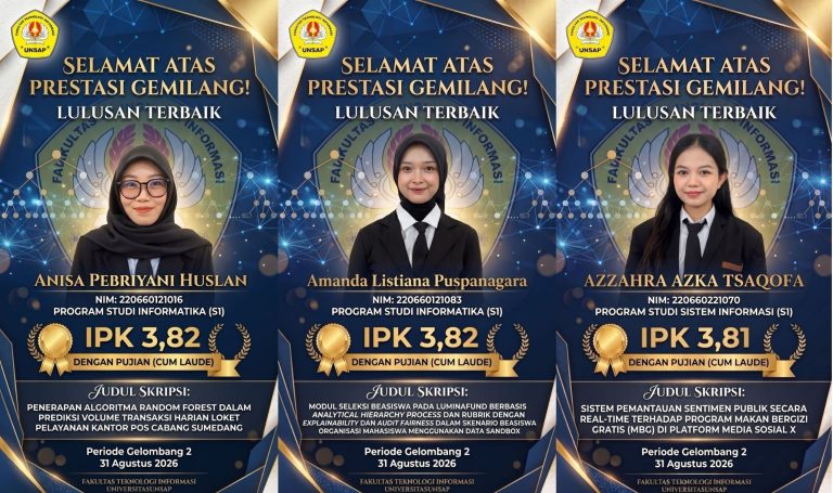 FTI UNSAP Sumedang Kukuhkan 133 Lulusan pada Yudisium Gelombang 2, Tiga Mahasiswi Raih Predikat Terbaik